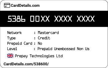 Card Details: 538600
