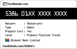Card Details: 538601