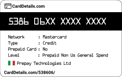 Card Details: 538606