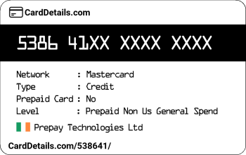 Card Details: 538641