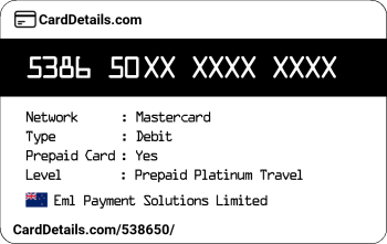 Card Details: 538650