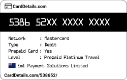 Card Details: 538652