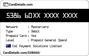Card Details: 538660