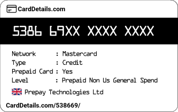 Card Details: 538669