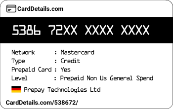 Card Details: 538672