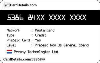 Card Details: 538684
