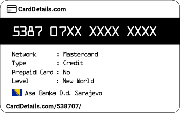 Card Details: 538707