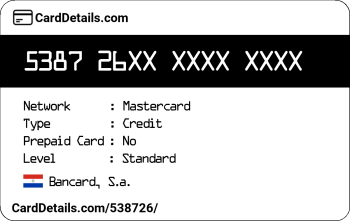 Card Details: 538726