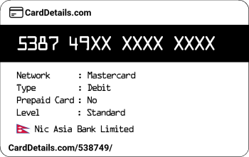 Card Details: 538749