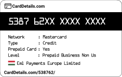 Card Details: 538762