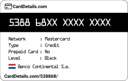 Card Details: 538868