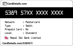 Card Details: 538957