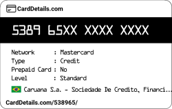 Card Details: 538965