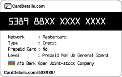 Card Details: 538988
