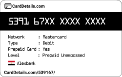 Card Details: 539167