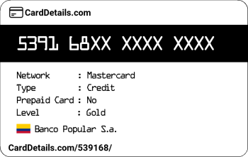 Card Details: 539168