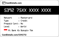 Card Details: 539275