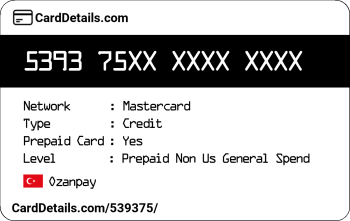 Card Details: 539375
