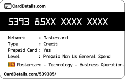Card Details: 539385