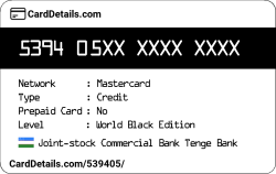 Card Details: 539405