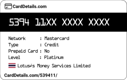 Card Details: 539411