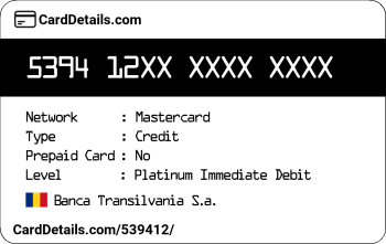 Card Details: 539412