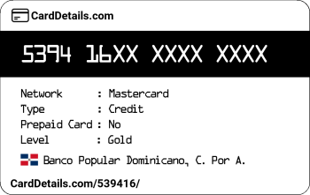 Card Details: 539416