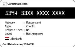 Card Details: 539433