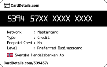 Card Details: 539457