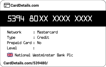 Card Details: 539480