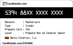 Card Details: 539488