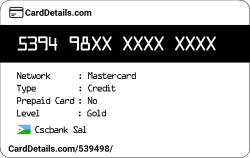 Card Details: 539498
