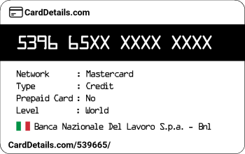Card Details: 539665