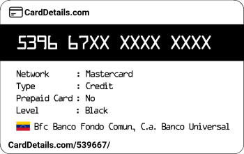 Card Details: 539667