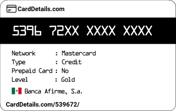 Card Details: 539672