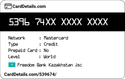 Card Details: 539674