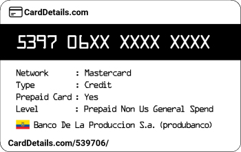 Card Details: 539706