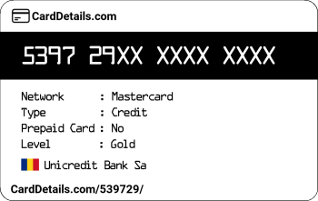 Card Details: 539729