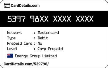 Card Details: 539798