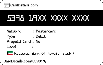 Card Details: 539819