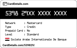 Card Details: 539829