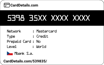 Card Details: 539835