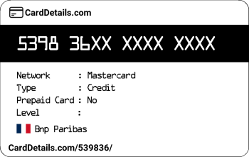 Card Details: 539836