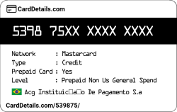 Card Details: 539875