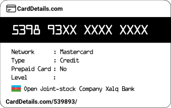 Card Details: 539893