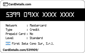 Card Details: 539909
