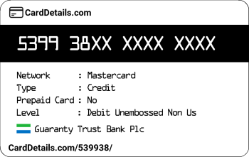 Card Details: 539938