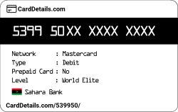Card Details: 539950