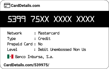 Card Details: 539975