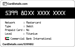 Card Details: 539980
